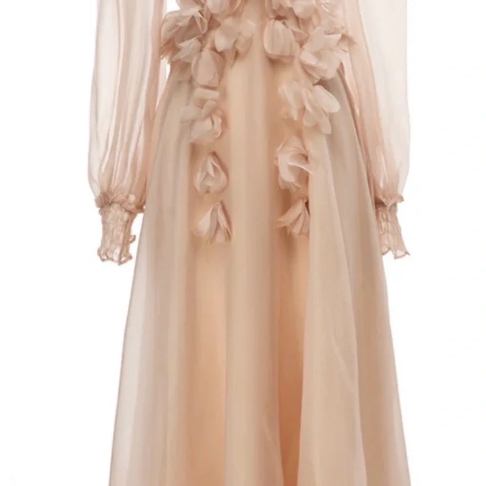 L’atiste By Amy ORGANZA Maxi DRESS WITH 3D FLORAL APPLIQUÉS Size S - Picture 2 of 7